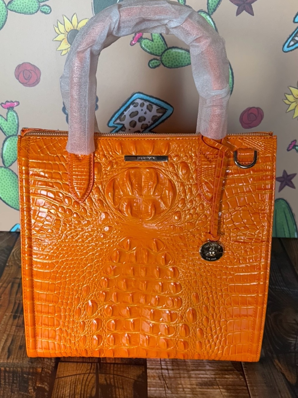 FIRM $ Brahmin Caroline Mango Orange Melbourne Leather Bag New with Tags! - Picture 4 of 14